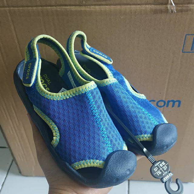 CROCS Dual Comfort SALE Original Sepatu Sandal Anak Laki-laki Boy Blue Swiftwater Biru