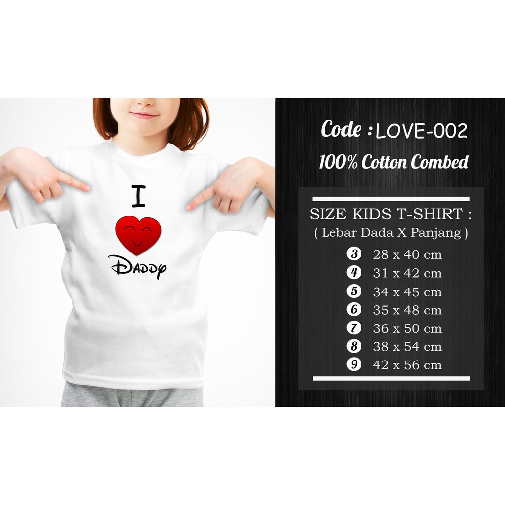 [FREE NAMA !!] Kaos Anak &amp; Family I Love My Family 100% COTTON PREMIUM