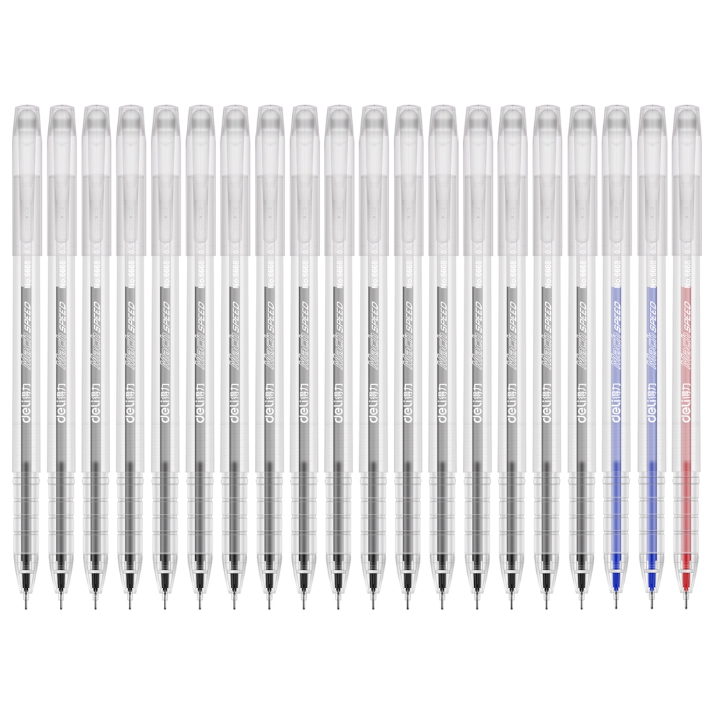 

Deli Office Gel Pen Pulpen Combo Isi 17 Hitam + 2 Biru + 1 Merah Dengan Klip Ujung Tip Lancip 33110