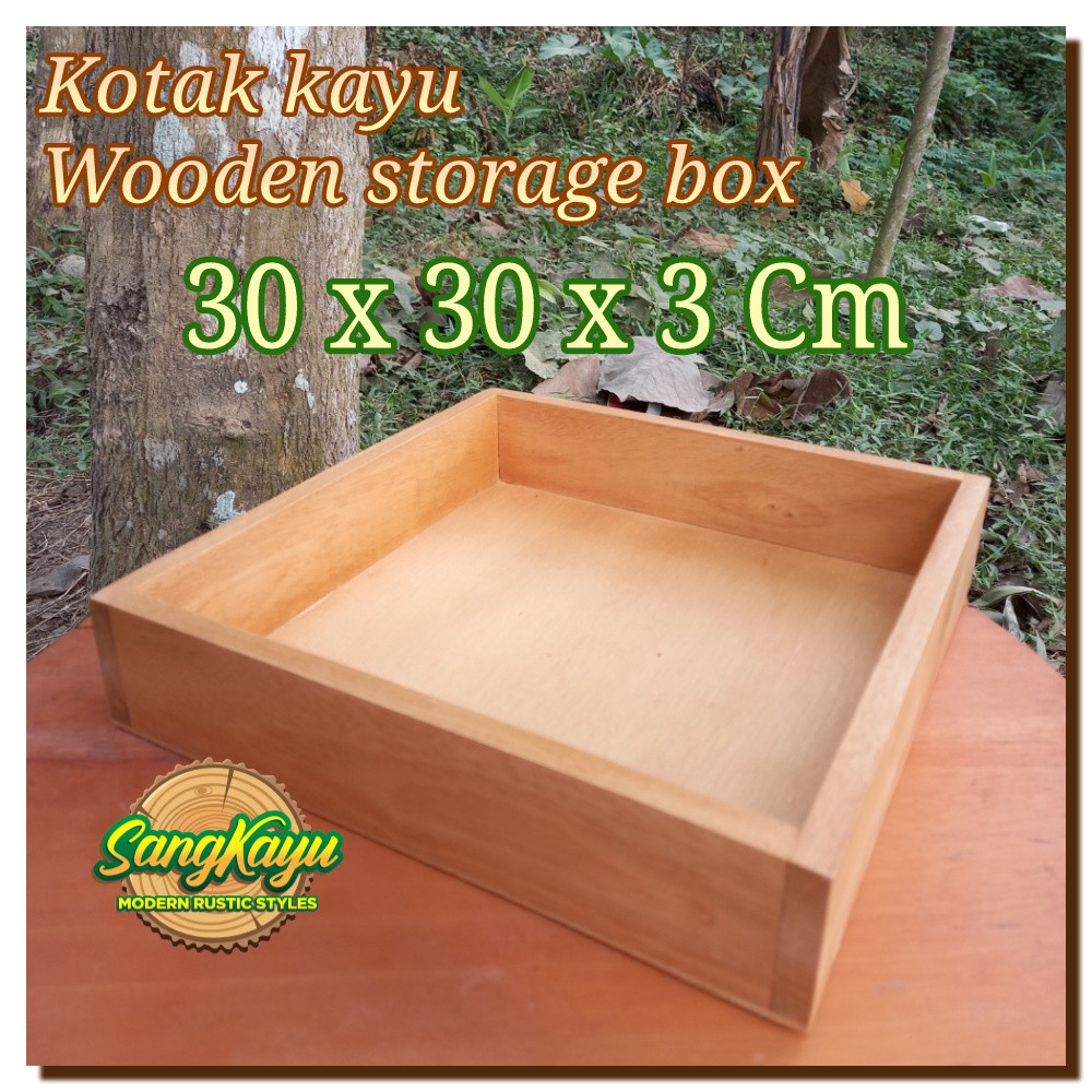 kotak kayu full 30x30x3 cm Wooden Tray Nampan kayu kotak penyimpanan