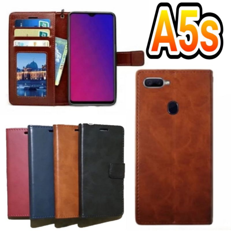 flip case dompet oppo A5S , A12 , F9