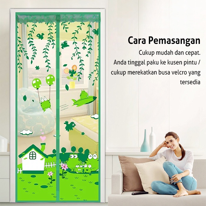Tirai Magnet Anti Nyamuk Ukuran 90x210cm Gorden Pintu Motif Serat Polyester Terbaru Perlengkapan Rumah Tangga Dekorasi Ruang Tamu Kamar Tidur Import - M1 - Luckystar