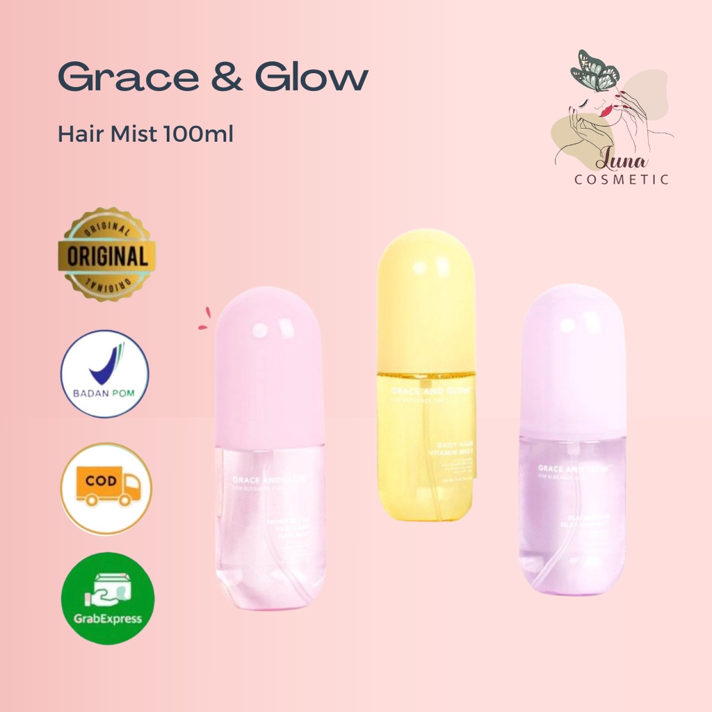 Grace and Glow Daisy Hair Mist Sweet Scented and Silk Hair / Peony Blush Heat Care Hair Mist / Black Opium Hair Mist Vitamin Mist 100ml