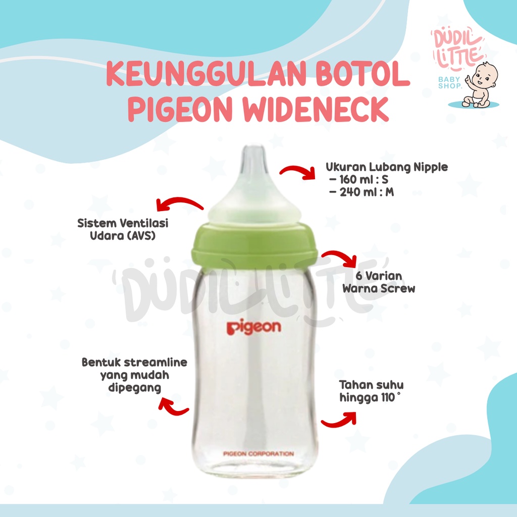 PIGEON Botol Susu PP Wide Neck Bening 1 pcs 160ml - 240 ml - 330ml 100% Garansi Original