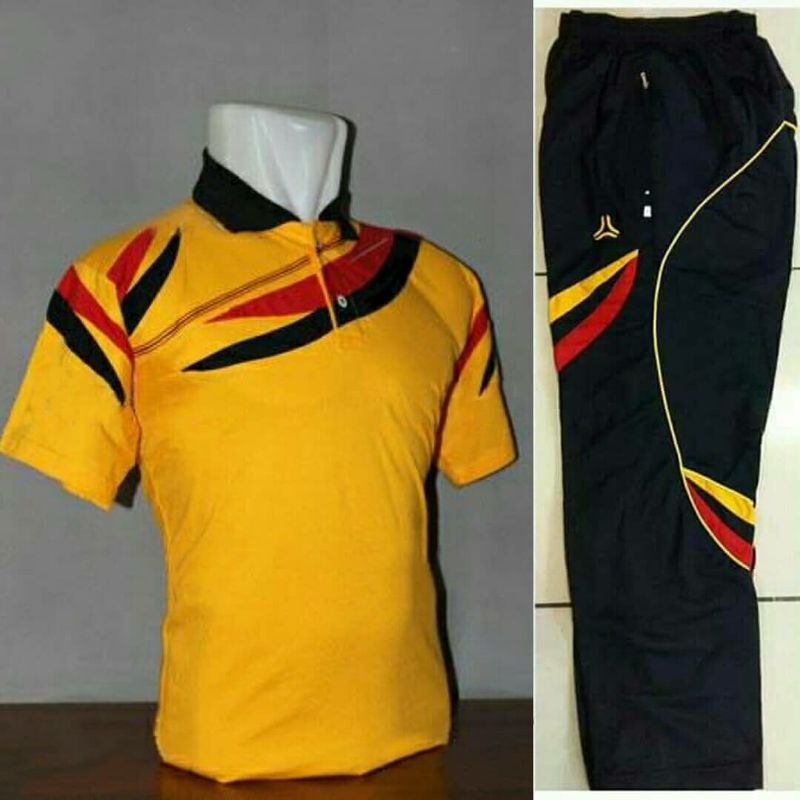 Kaos Seragam Olahraga / Setelan Trening Lengan Pendek / Kaos Senam Warna Orange