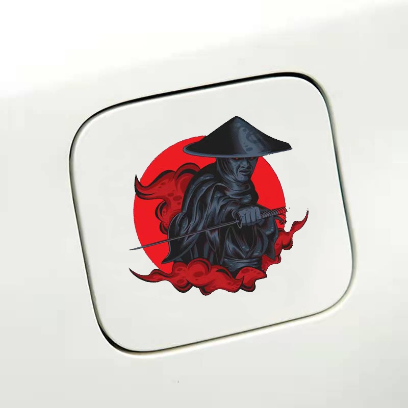 1 PC Reflektif Ghost Warrior Stiker Samurai Jepang Menghias Stiker Mobil Jendela Tangki Bahan Bakar Cap Stiker Motor/Mobil