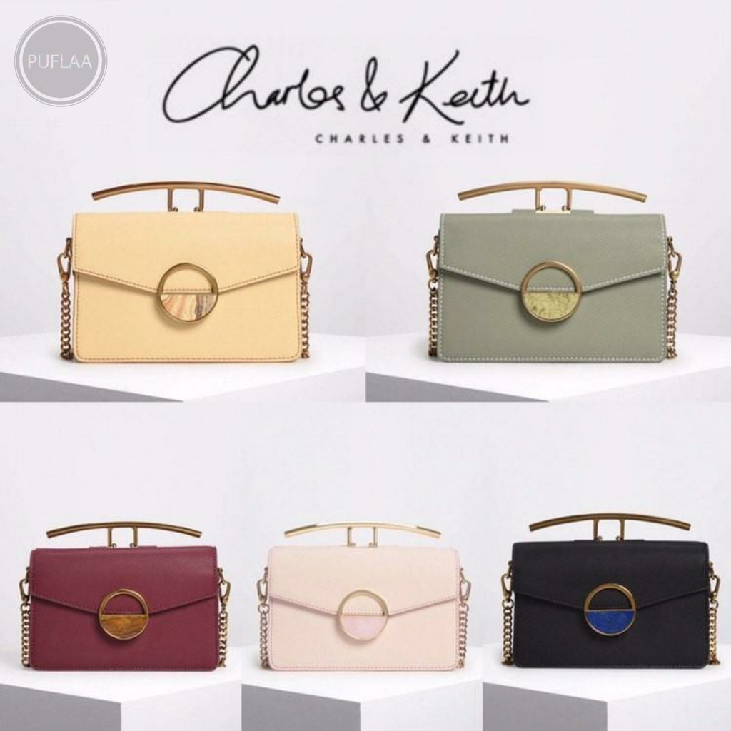 Tas CK 0744 Stone Embellished Shoudler Bag/Charles And Keith Original/CK Stone 2 Side Ori/Tas Import