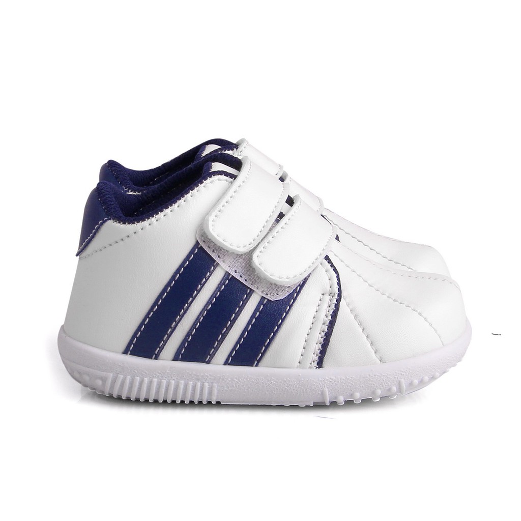 sepatu anak cowok strip navy bunyi cit MCL