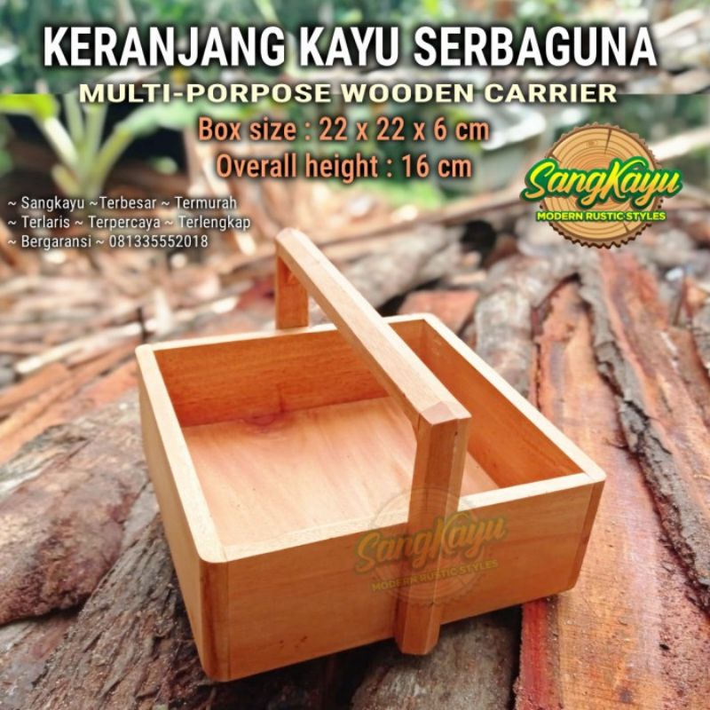 Wooden Tool carrier Multifunction carrier box rustic keranjang kayu