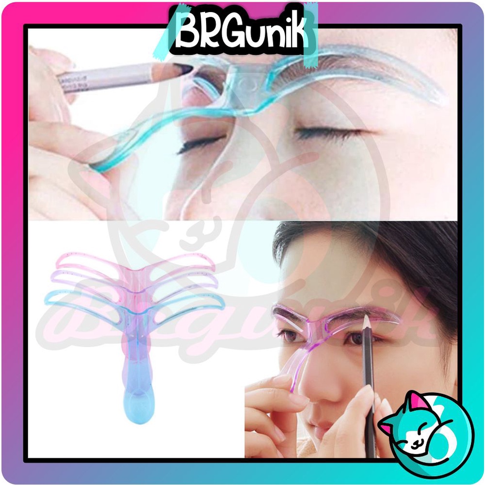 BRGUNIK Alat Cetakan Alis Wanita Gagang Eyebrow Template Gambar Praktis Murah R032