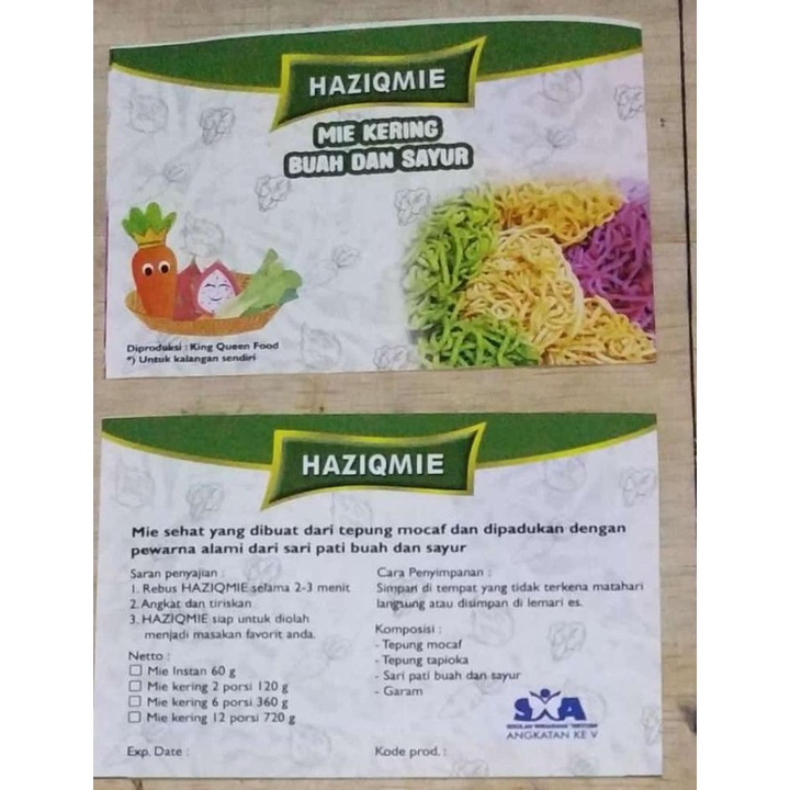 

Mie Kering Buah & Sayur