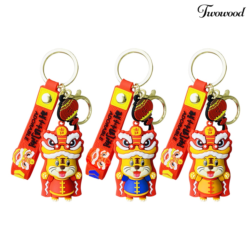 Twowood Key Chain Cartoon Unisex Chinese Year of The Tiger Key Ring Pendent Decorative Festival Gift for Children