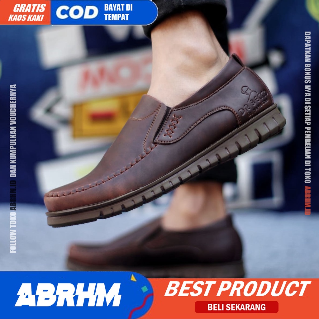 ABRHM BLEND Sepatu Formal Casual Pantofel Kerja Hitam-Coklat