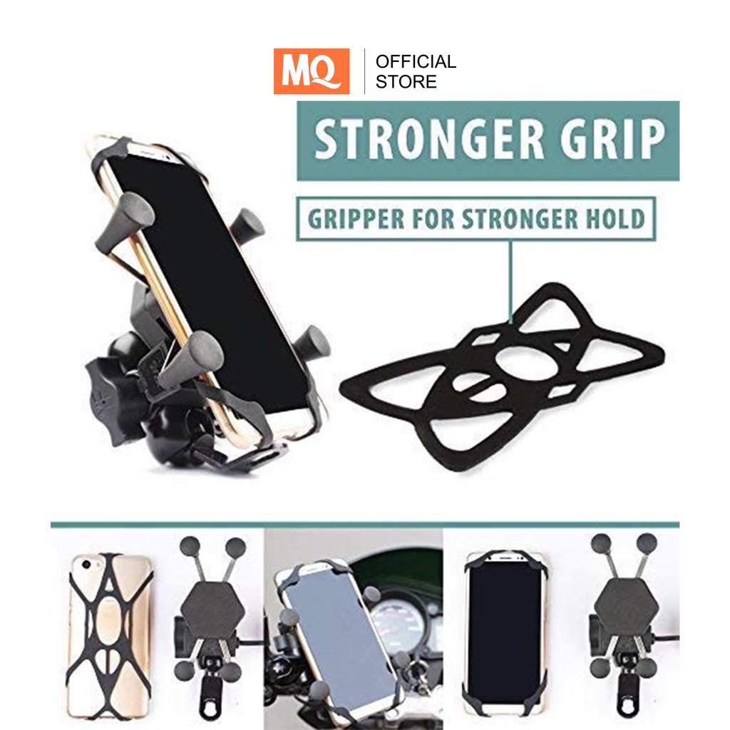 MQ Holder HP X-Grip + Charger USB Sepeda Motor