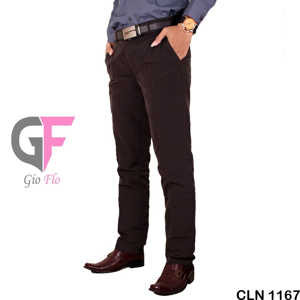 GIOFLO Men Suit Pants Celana Bahan Pria Terbaru Slimfit Dark Grey / CLN 1167