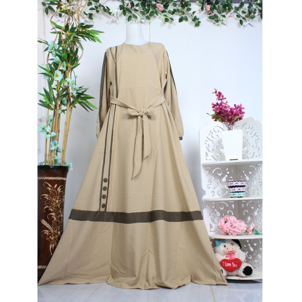 Gamis itycrepe ity crepe kancing ANATA remaja kasual dres