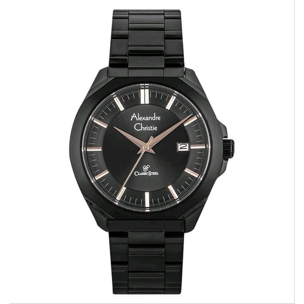 Jam Tangan Pria Alexandre Christie AC 8596MD 8596 MD Full Black Dial Black Original Berkualitas