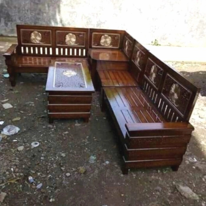 Meja Kursi Tamu Jati Untuk Ruangan Sudut/ Pojok