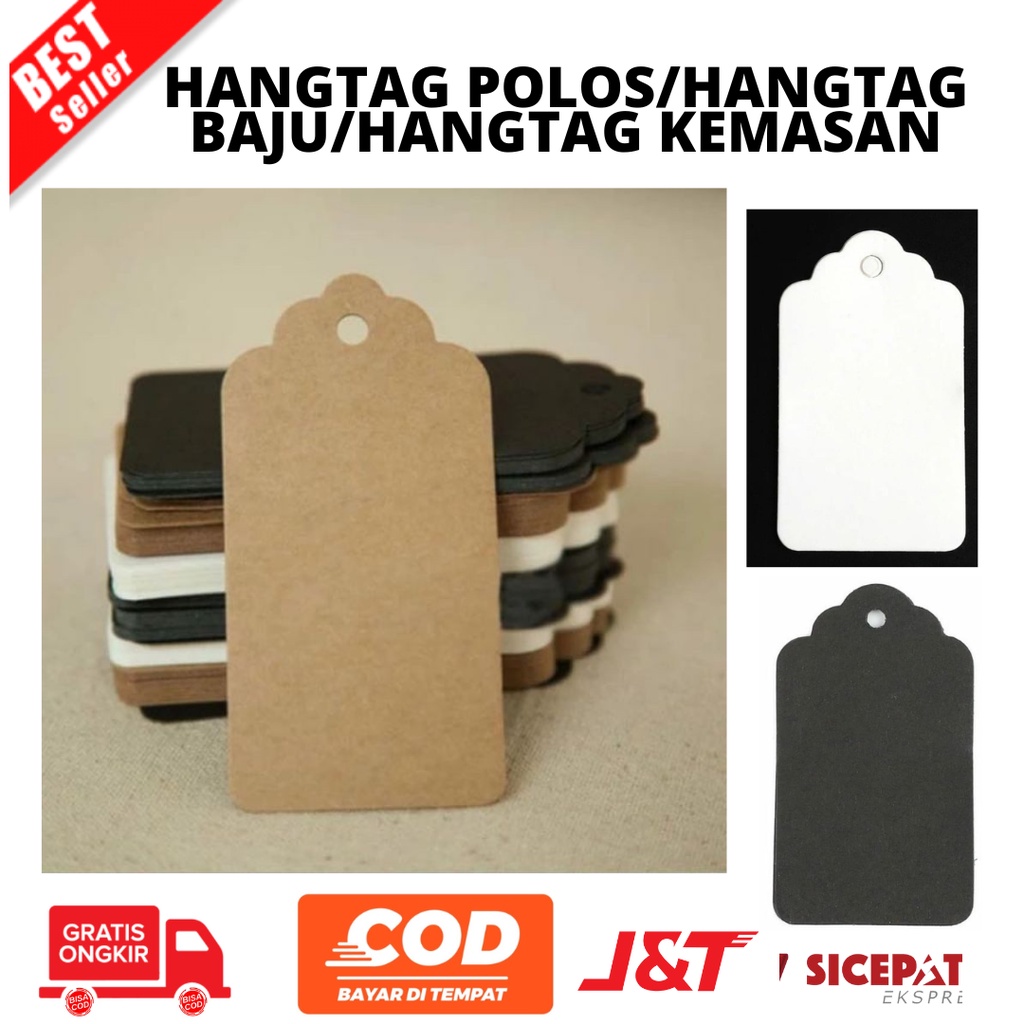 

[BAYAR DITEMPAT] 100 pcs HANGTAG POLOSHANGTAG BAJU HANGTAG KEMASAN HANG TAG COKLAT PUTIH HITAM