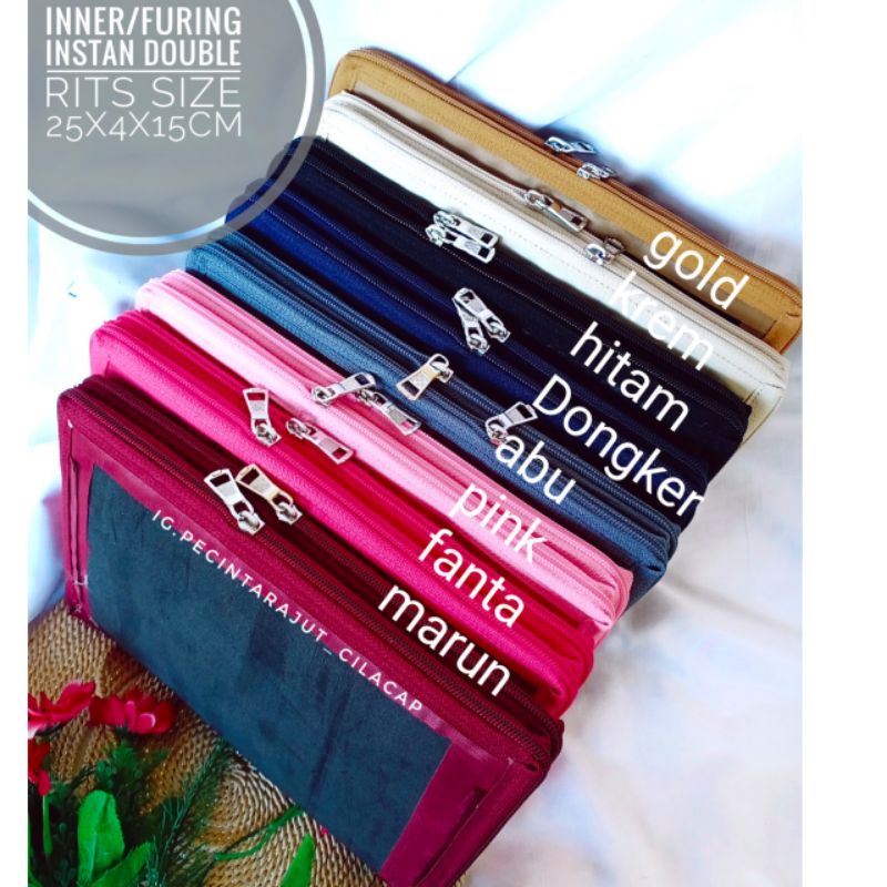 INNER FURING TAS DALEMAN TAS RAJUT DOUBLE RITS DUA RESLETING