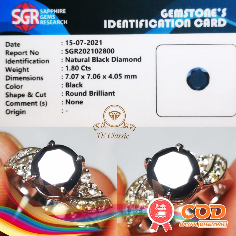 NATURAL BLACK DIAMOND SET LADIES MEMO SGR CERTIFIED