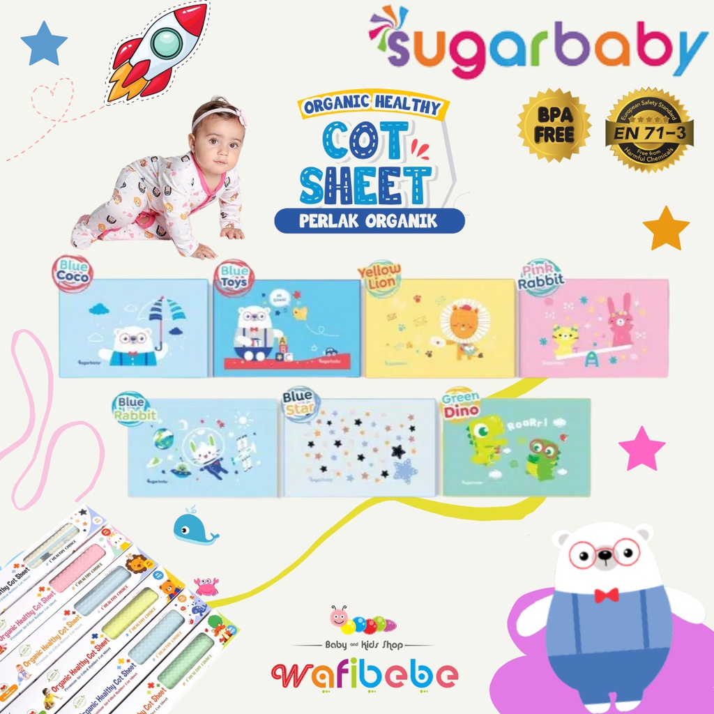 Sugar Baby Organic Healthy Cot Sheet Perlak Alas Ompol Bayi Waterproof Karet Organik Original Sugarbaby Premium Air Filled Rubber