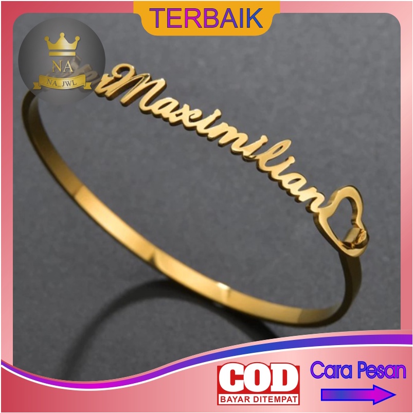 Gelang Nama custom Titanium Anti Karat bracelet korea name aksesoris wanita fashion perempuan NEW