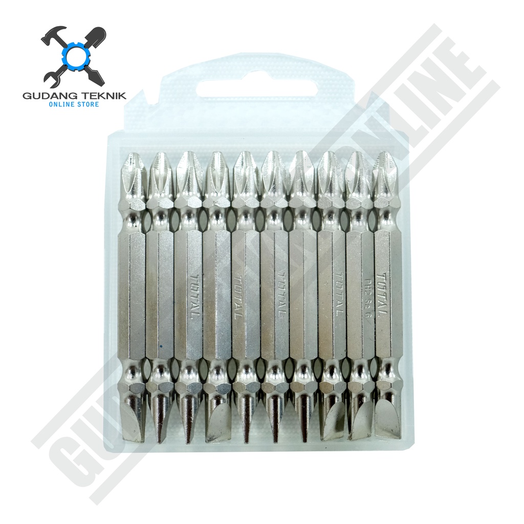 Mata Obeng Angin Plus Minus SET 10Pcs TOTAL TAC16HL133 / Screwdriver Bit 10Pcs SET TOTAL TAC 16HL 133