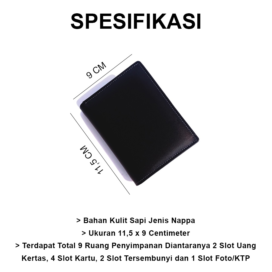 Dompet Kulit Pria 3/4 Slim Mini Original Bahan kulit Sapi Asli Garut