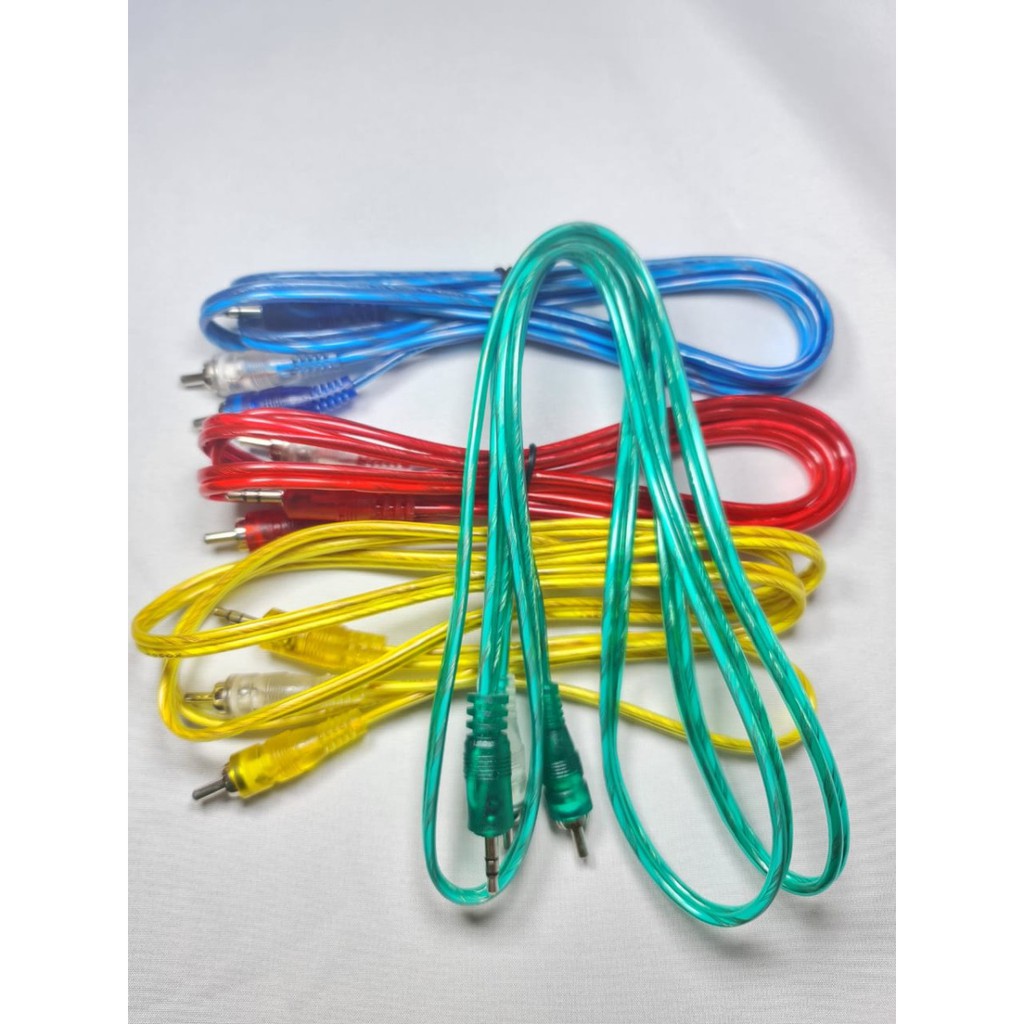 Kabel Aux Audio/RCA Transparan/ kabel audio rca 2 To 1 panjang 1.5M / 5 mtr