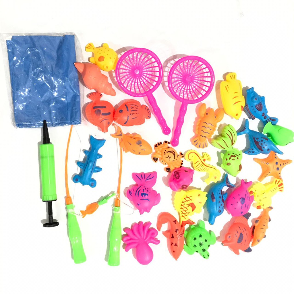 Mainan Pancing Ikan Seru 32PCS &amp; Kolam Pancingan Magnet Anak-anak