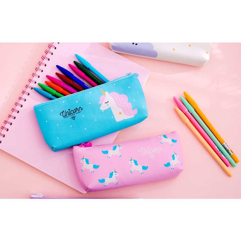 OVERFLOWS.ID Pencil Case Unicorn Pouch Tempat Pensil Tepak Alat Tulis Anak Murah