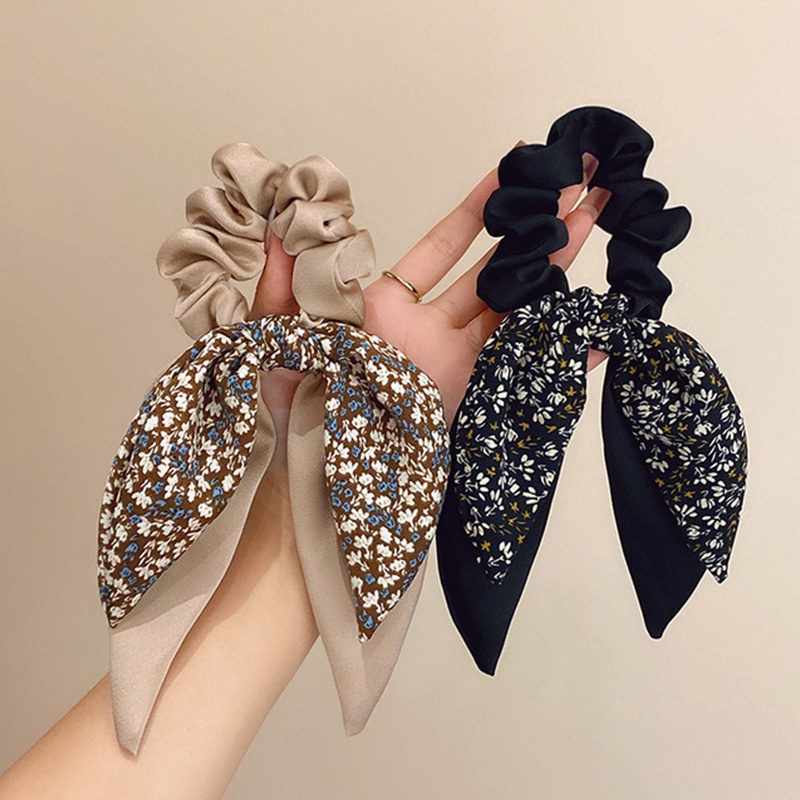 Ikat Rambut Scrunchie Korea Perempuan Dewasa Model Pita Motif Bunga Fashion Wanita korea Aksesoris Rambut lucu AK177