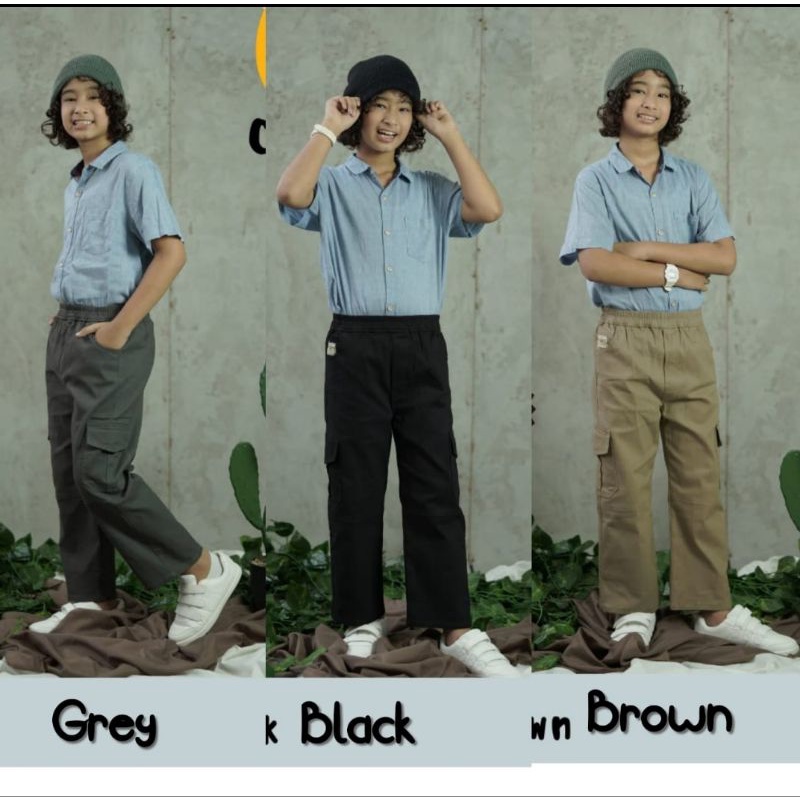 Celana Cargo Panjang Anak 6 - 15 Tahun Chinos Cargo Pants By Little Dino