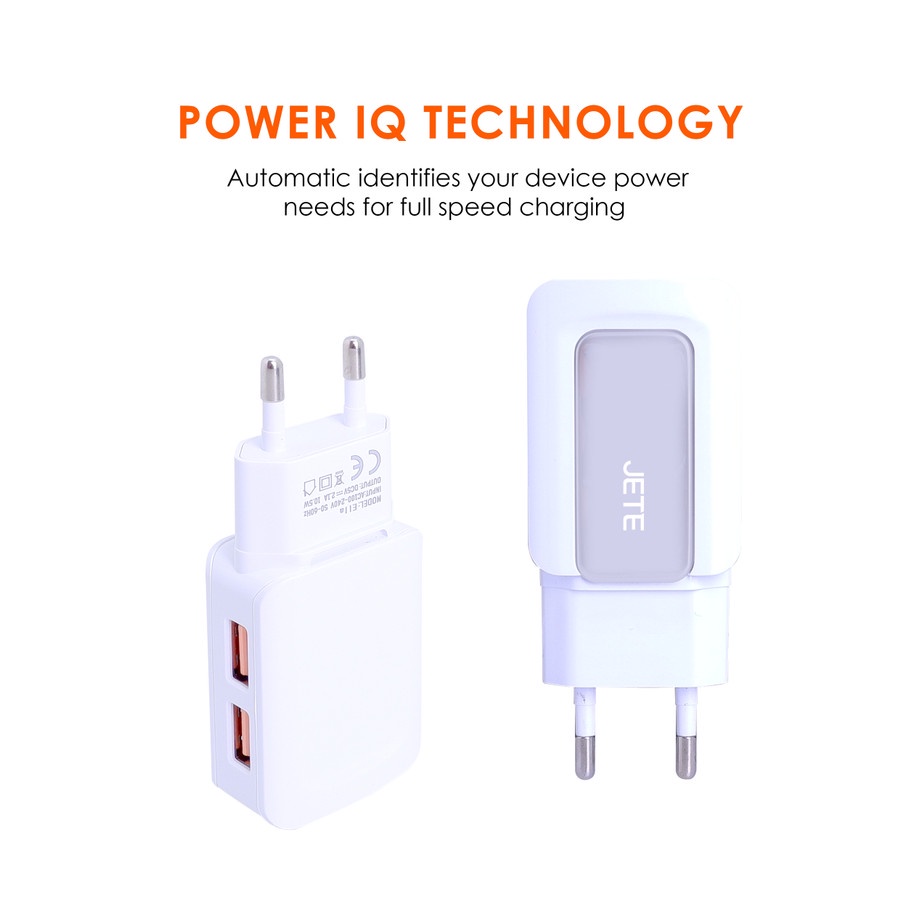 Kepala Charger | Adaptor Hp Fast Charger Dual Output JETE C10  - Garansi 2 Tahun