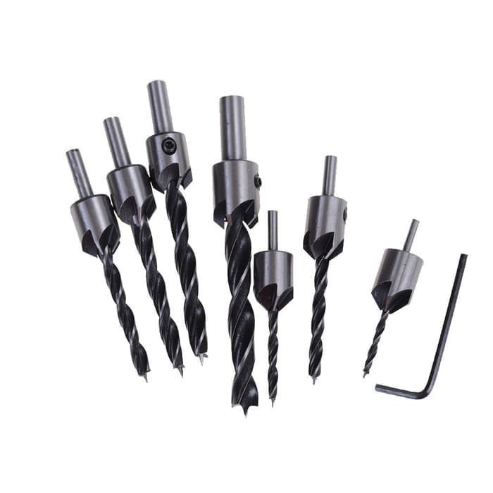 Mata Bor Countersink Chamfee Drill Bit Set HSS Flute 7 pcs