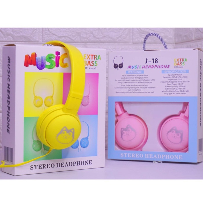 Headset Anak Perempuan Lucu Motif Kucing Earphone Anak Perempuan Lucu