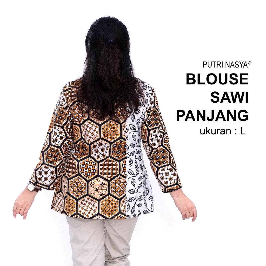 Atasan Batik Big Size Blouse Wanita Jumbo L-XL-2L-3L-4L-5L-6L-7L Blus Model Big Kantor Seragam Batik / Atasan Kerja Formal Big Size / Pakaian Batik LD 10 Seragam Kantor Model