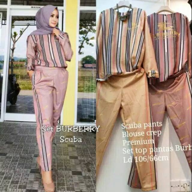 Set burberry. Set celana scuba