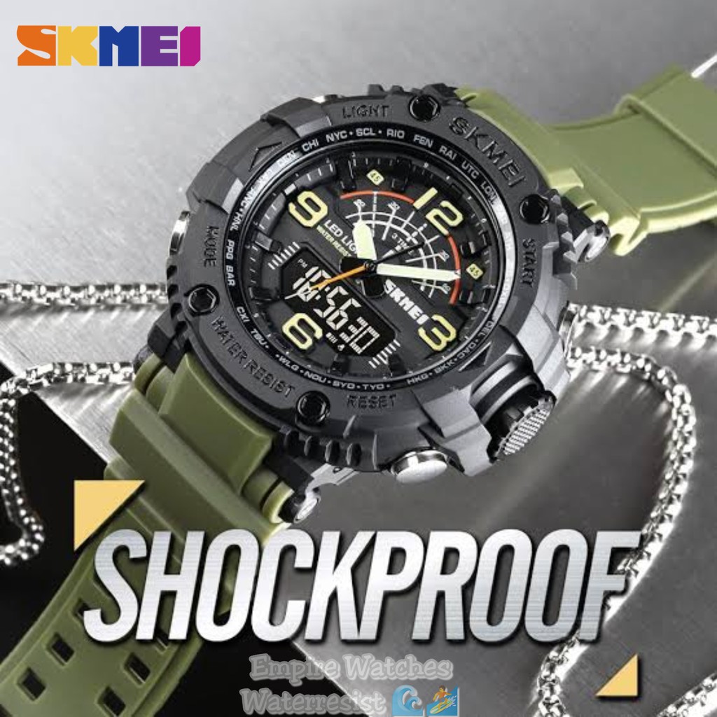 Jam Tangan Skmei 1617 Pria Cowok Analog Digital Strap Rubber Kualitas Original Waterproof