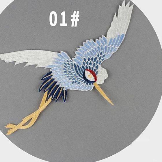 bordir burung bangau set 3pc/crane bird/aplikasi bordir burung