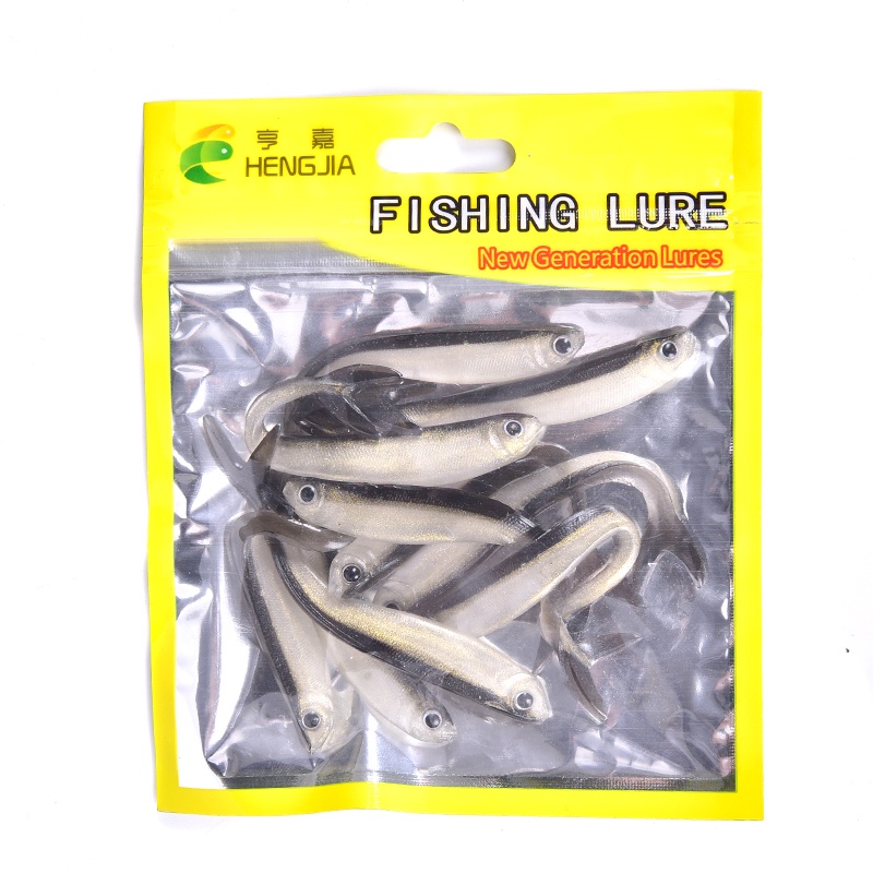 {LUCKID}10pcs 80mm Soft Fishing Lure Minnow Saltwater Freshwater Worms Artificial Bait