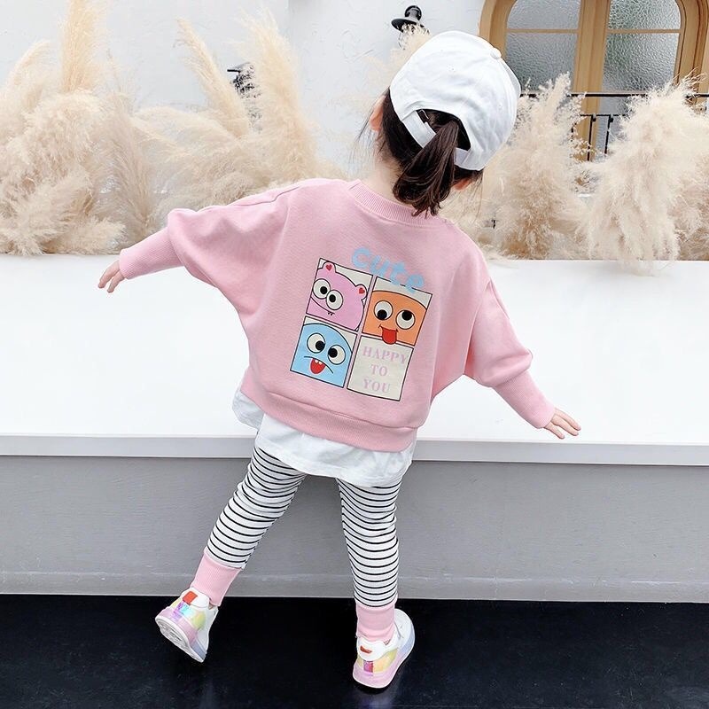 BABYLOVANTA - sweater + legging strip belang / baju baby import motif  PINK &amp; UNGU SWEATER baby usia 0-5 tahun