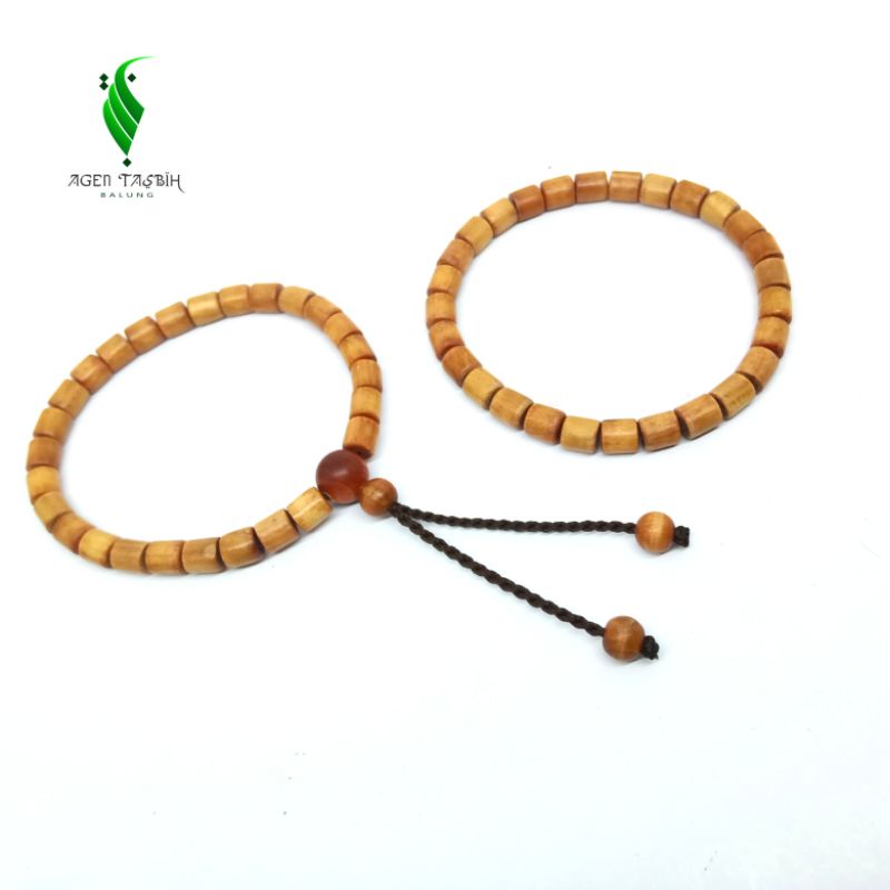 GELANG KAYU AGATIS/KAYU RAJA MOTIF TABUNG SIZE 6MM