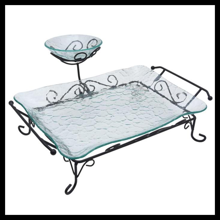 Piring Saji-Rak-Pembatas-Kaca-Tingkat-Mampan-Wadah Saji