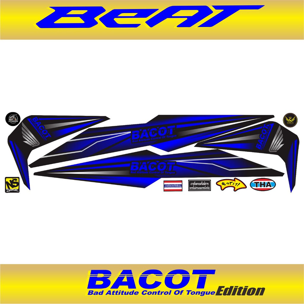 Striping Motor Variasi List Stiker Beat ESP/STREET Bacot Edition BIRU 04 @INDIGO01