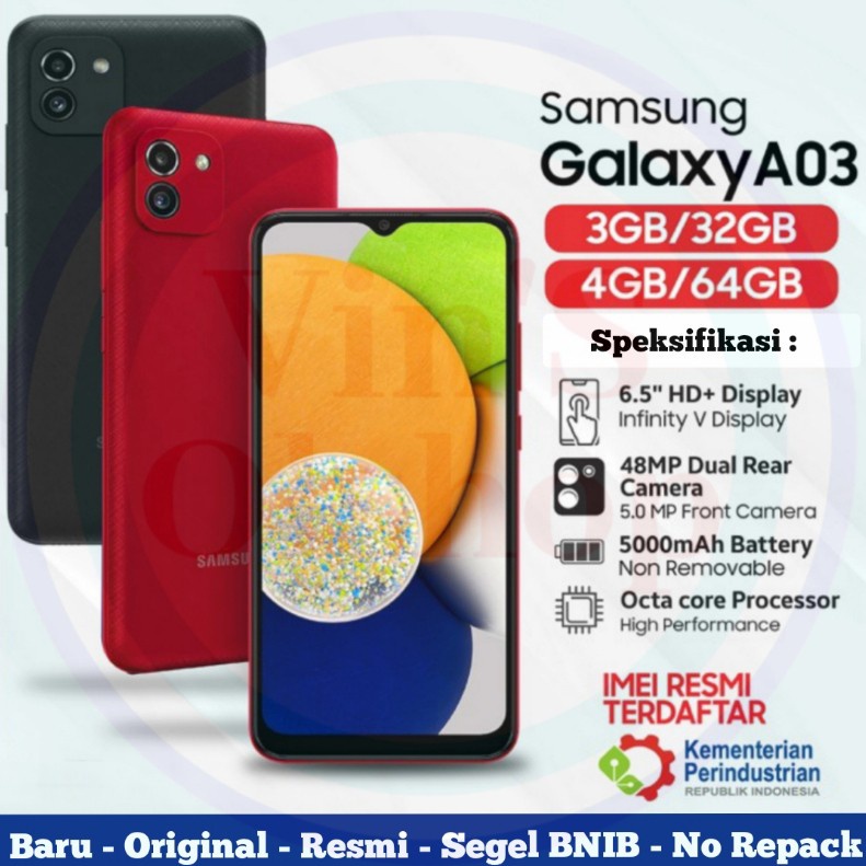Samsung A03 4/64 & 3/32 Resmi