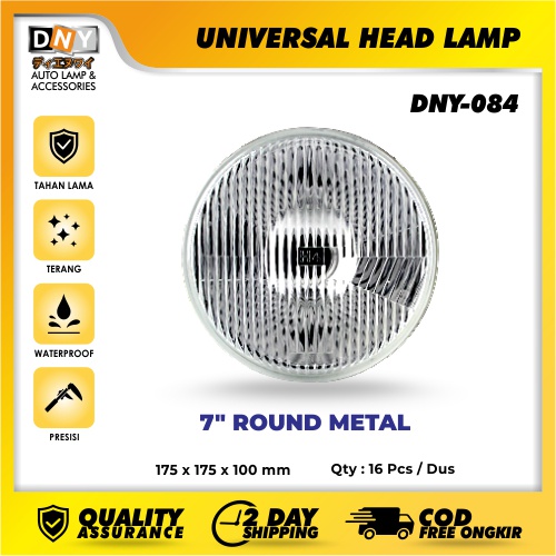 Head Lamp DNY 7” Round Metal Universal