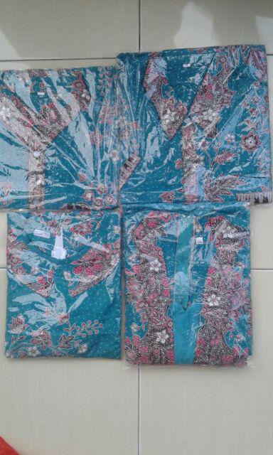 Qnunbatik Batik Keluarga/family Dress Kd Melati Dasar Warna Toska