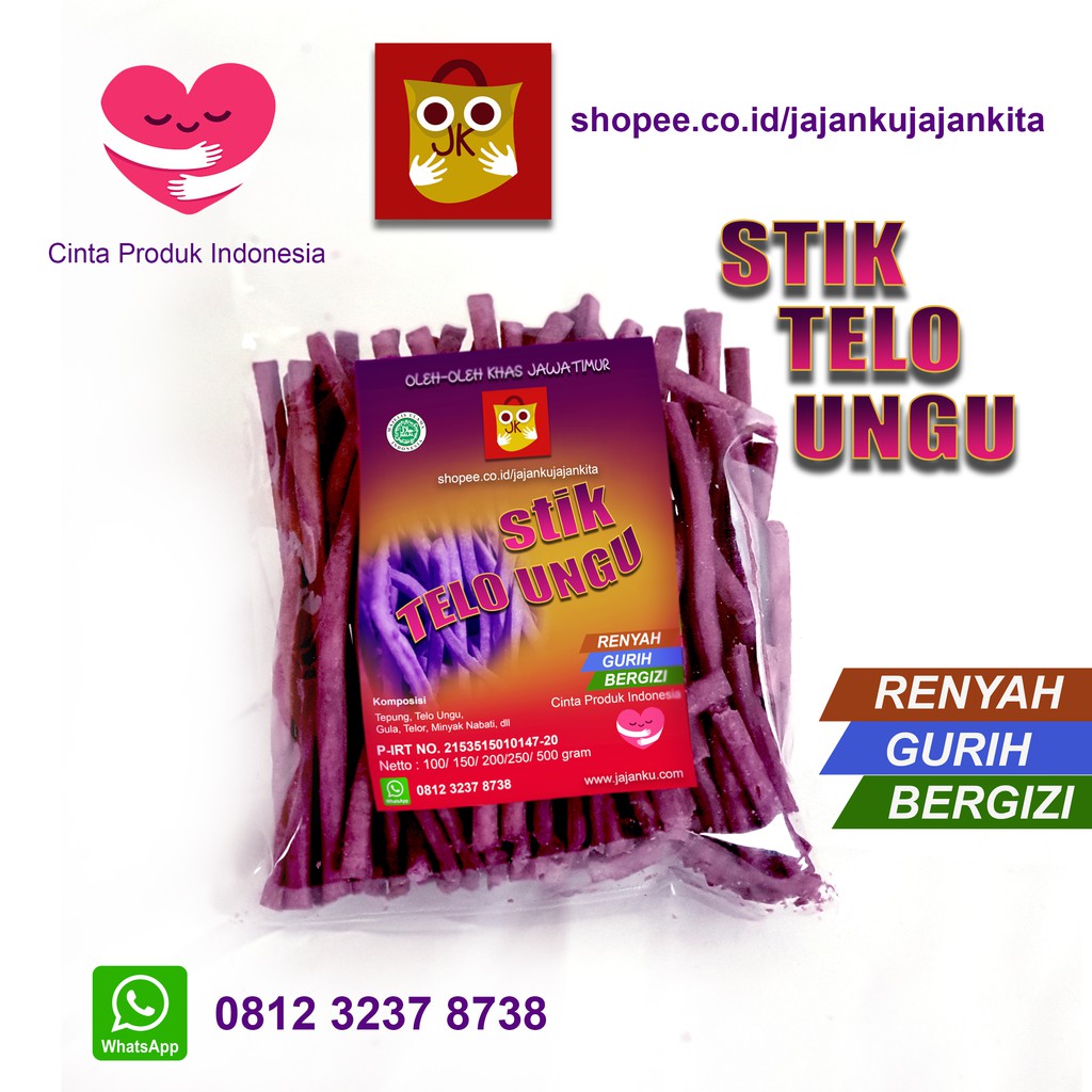 

STIK UBI UNGU. Jajanku | Cemilan Tersertifikasi DEPKES | Jangka Waktu Expired Lama